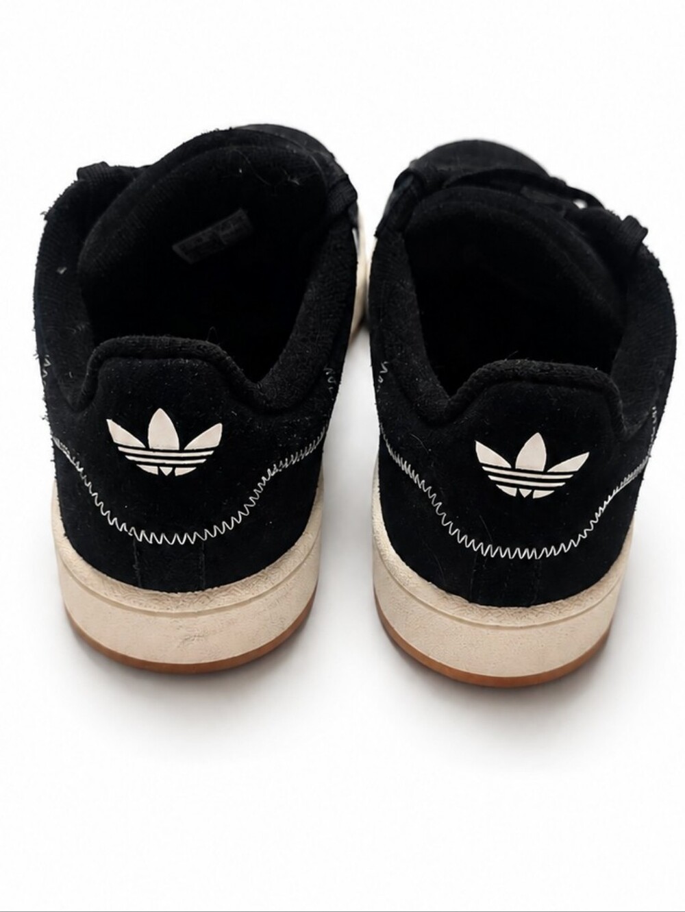 Adidas Campus Black Suede Sneakers White Stripes Women’s 8.5 - Gently Used - Picture 2 of 9
